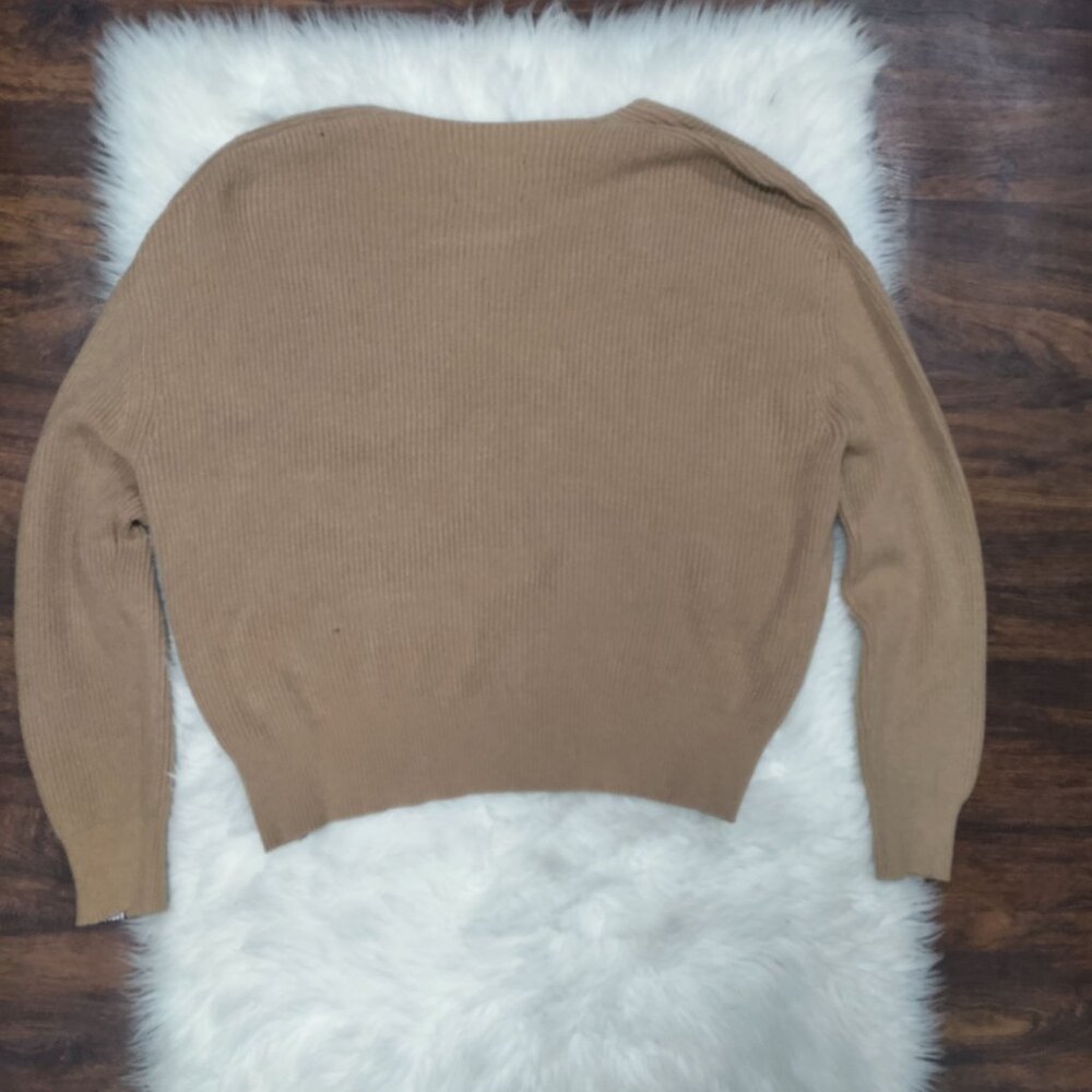 Apparis Women's Tan Oversized Cropped Ribbed Knit Button-Up Cardigan Size Medium - Picture 4 of 15